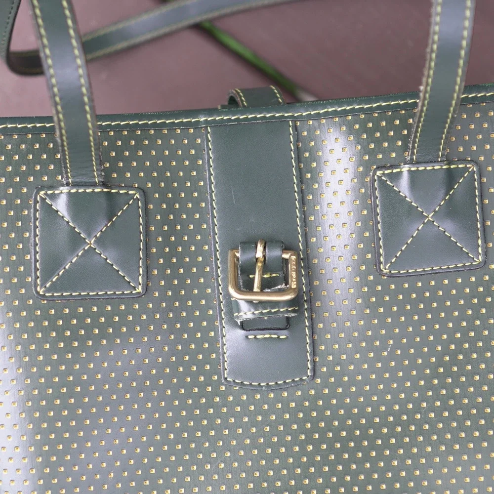 VTG Dooney & Bourke Bucket Bag Emerald Green Yellow Leather A0053983 USA Made - Picture 9 of 11